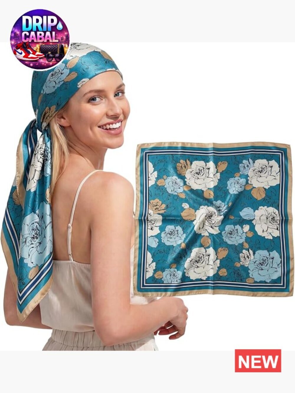 Square Hair Scarf for Women Silky Feel 35" Printed Fashion Scarf